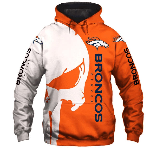 Buildercar - Denver Broncos Punisher NFL Unisex 3D Hoodie