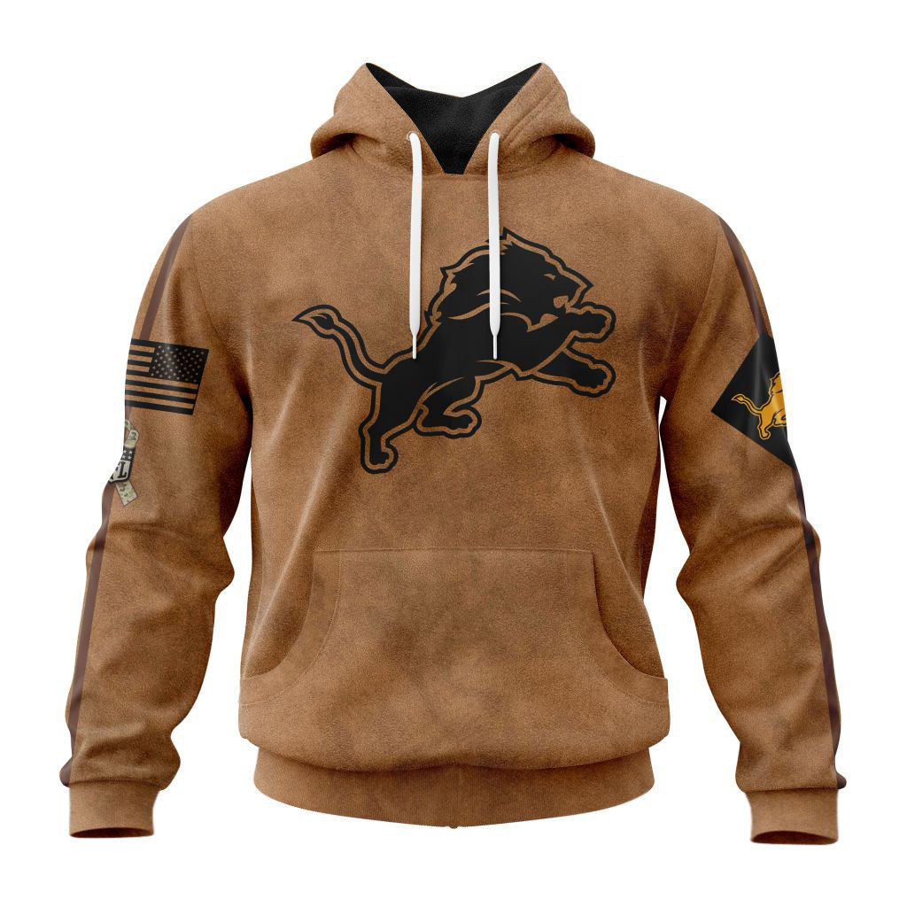Buildercar - Detroit Lions Basic Brown NFL 3D Hoodie