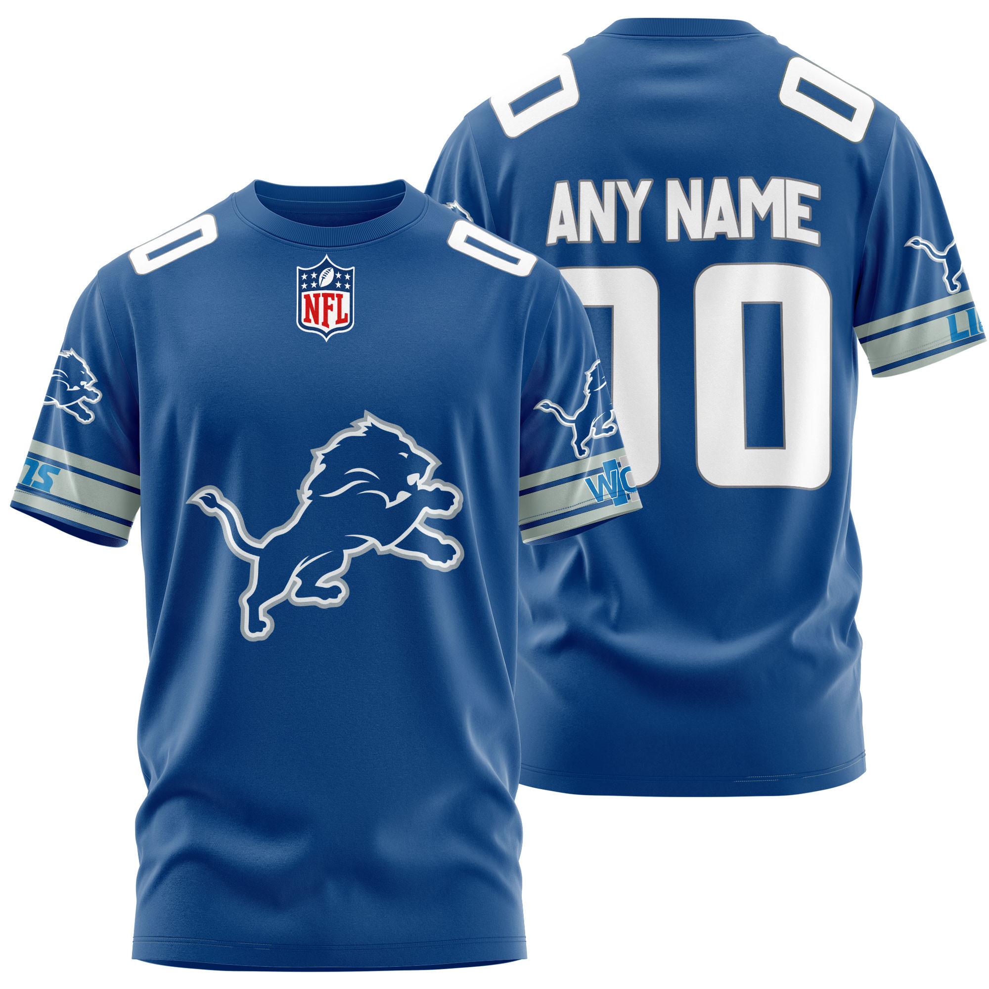 Buildercar - Detroit Lions Custom Name And Number T-shirt