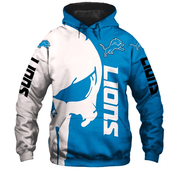 Buildercar - Detroit Lions Punisher NFL Unisex 3D Hoodie