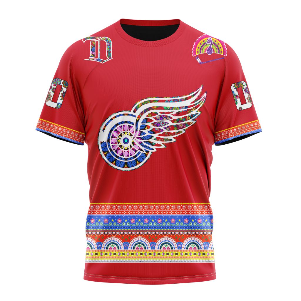 Buildercar - Detroit Red Wings Hockey For All Diwali Festival Personalized Name And Number T-Shirt