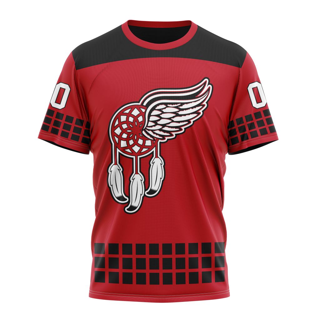 Buildercar - Detroit Red Wings Special Indigenous Design Personalized Name And Number T-Shirt