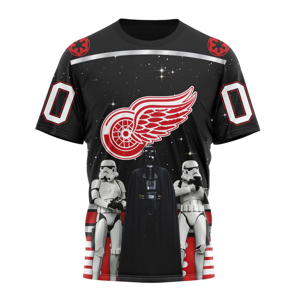 Buildercar - Detroit Red Wings Special Star Wars Design May The 4th Be With You Personalized Name And Number T-Shirt