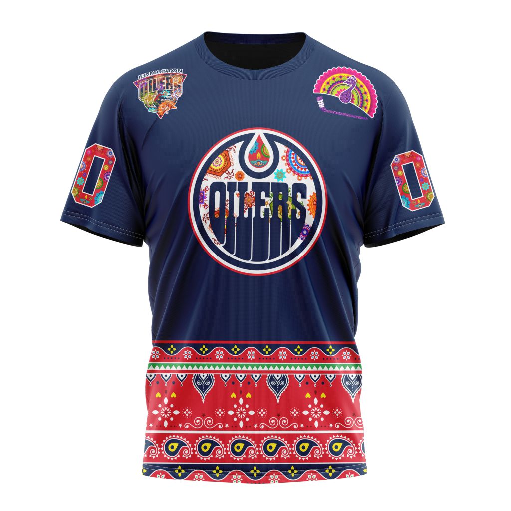 Buildercar - Edmonton Oilers Hockey For All Diwali Festival Personalized Name And Number T-Shirt