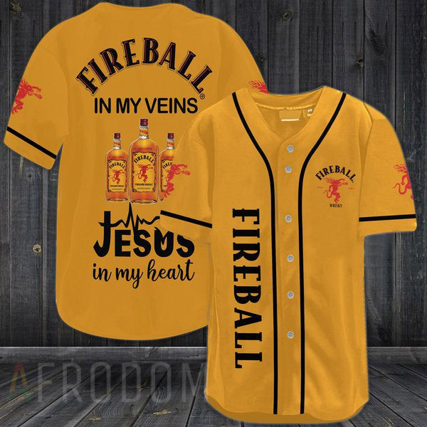 Buildercar - Fireball Whiskey In My Veins Baseball Jersey