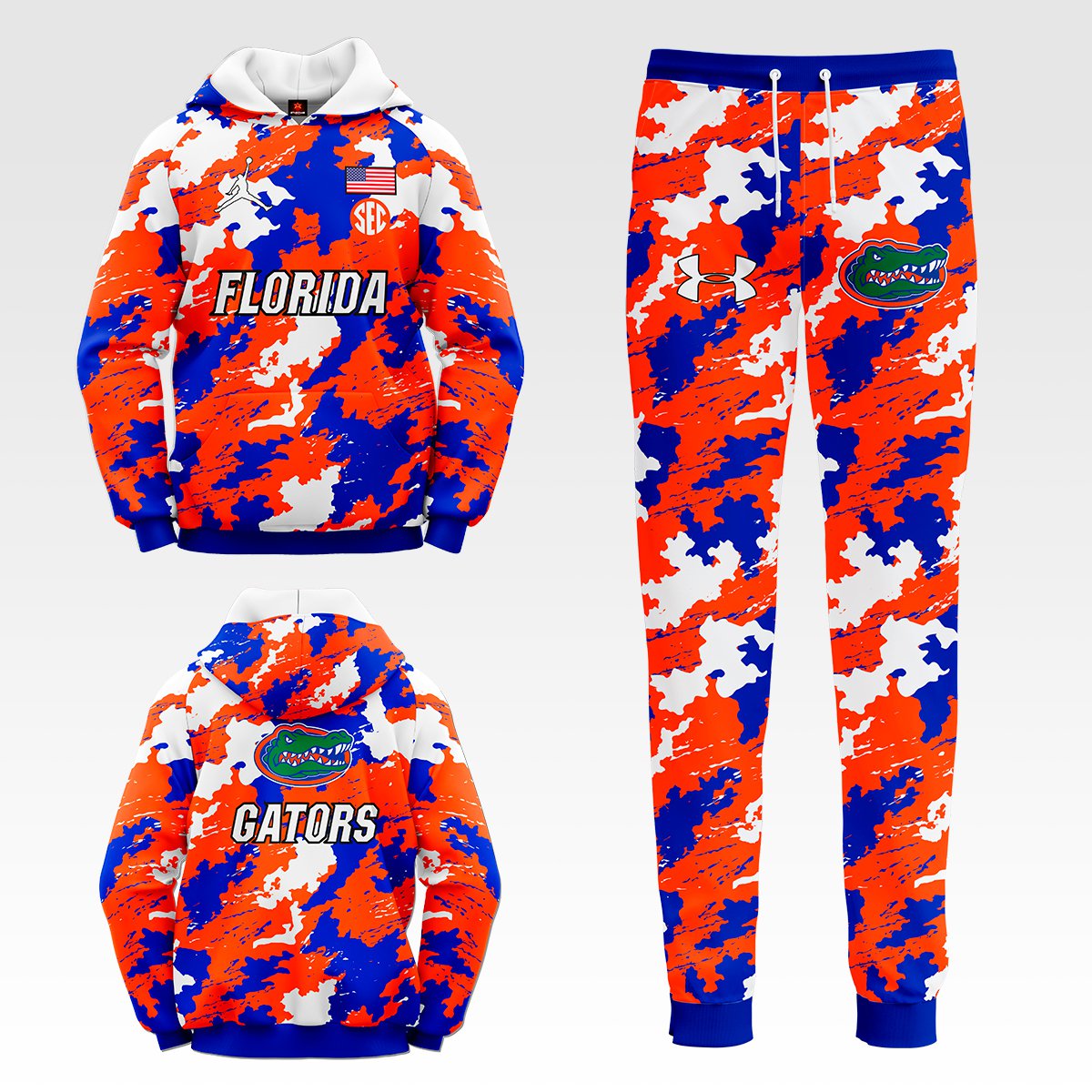 Buildercar - Florida Gators NCAA Football Team Camouflag Sport Hoodie Tracksuit