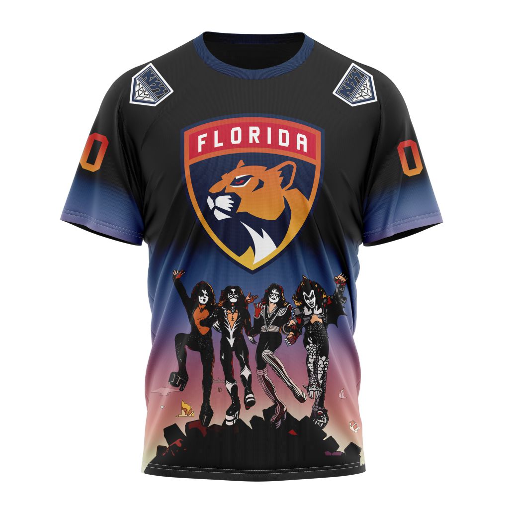 Buildercar - Florida Panthers feat KISS band Band Design Personalized Name And Number T-Shirt