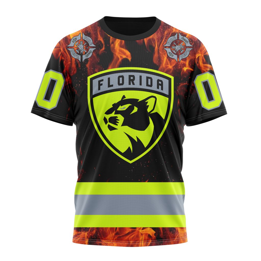 Buildercar - Florida Panthers Honoring Firefighters 01 Personalized Name And Number T-Shirt