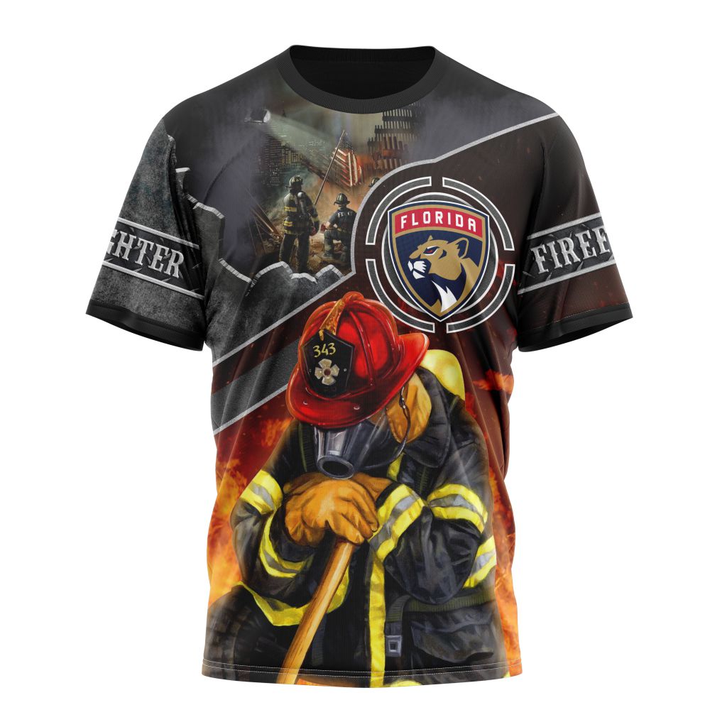 Buildercar - Florida Panthers Kits To Honor FireFighter In Patriot Day We Will Never Forget Personalized Name And Number T-Shirt