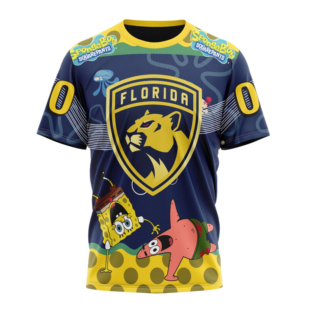 Buildercar - Florida Panthers With SpongeBob Personalized Name And Number T-Shirt