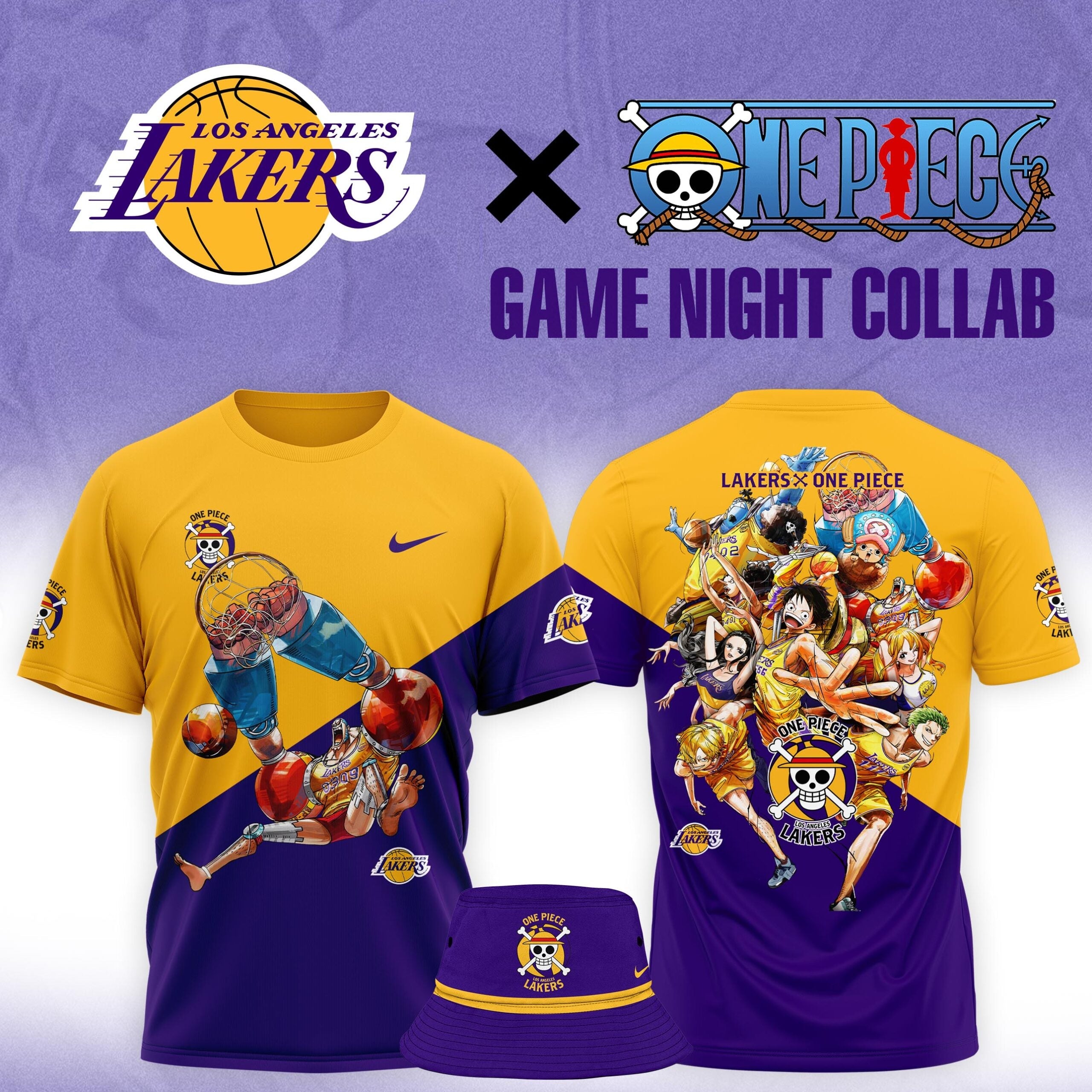 Buildercar - Franky One Piece feat NBA Lakers Logo T-Shirt Hoodie Suit