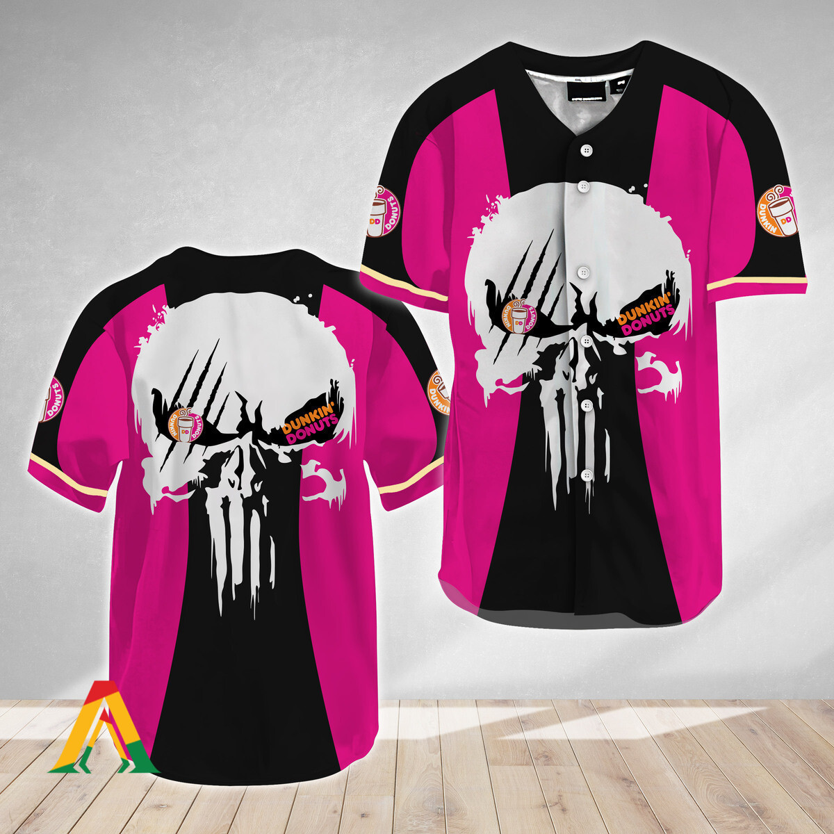 Buildercar - Ghost Head White Skull Dunkin Donut Baseball Jersey