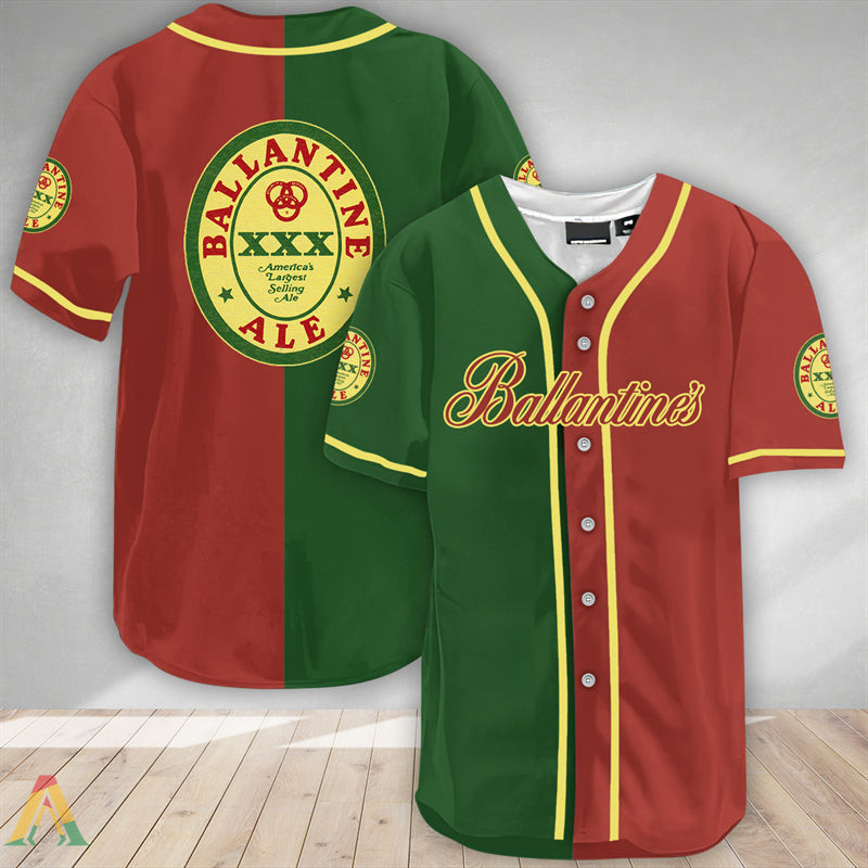 Buildercar - Green And Red Split Ballantines Baseball Jersey