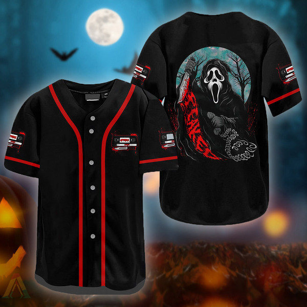 Buildercar - Halloween Ghostface Slasher Baseball Jersey