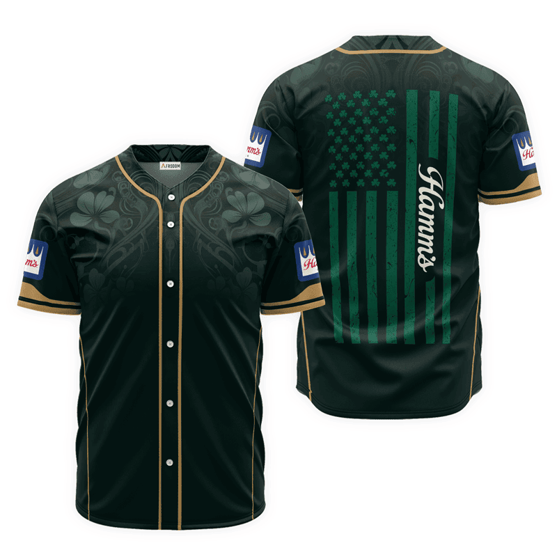 Buildercar - Hamm's Beer St. Patrick's Day American Flag Baseball Jersey