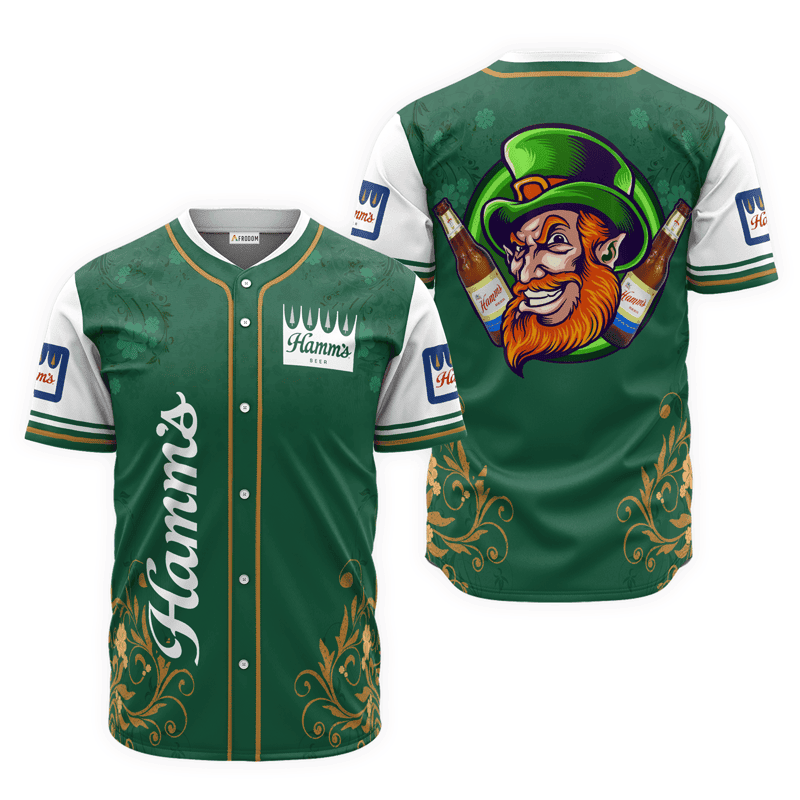 Buildercar - Hamm's Beer St. Patrick's Day Leprechaun Baseball Jersey