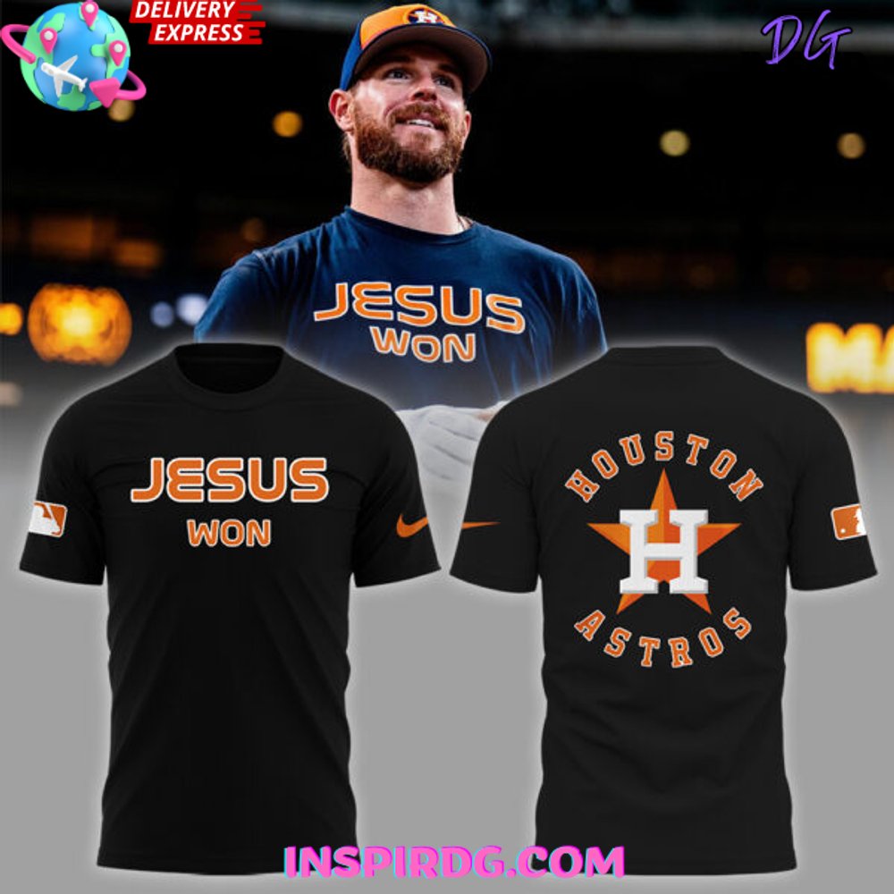 Buildercar - Houston Astros Jesus Won 2025 Black NHL T-shirt