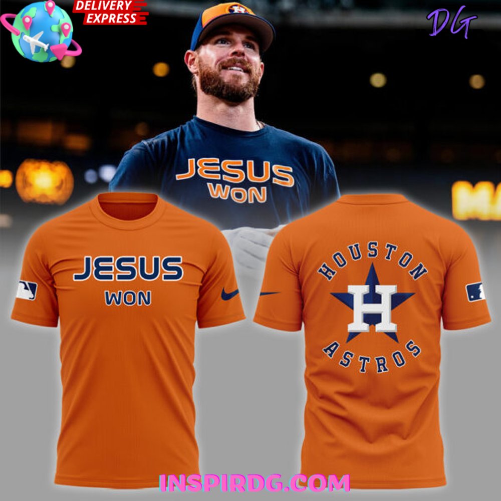 Buildercar - Houston Astros Jesus Won 2025 Orange NHL T-shirt