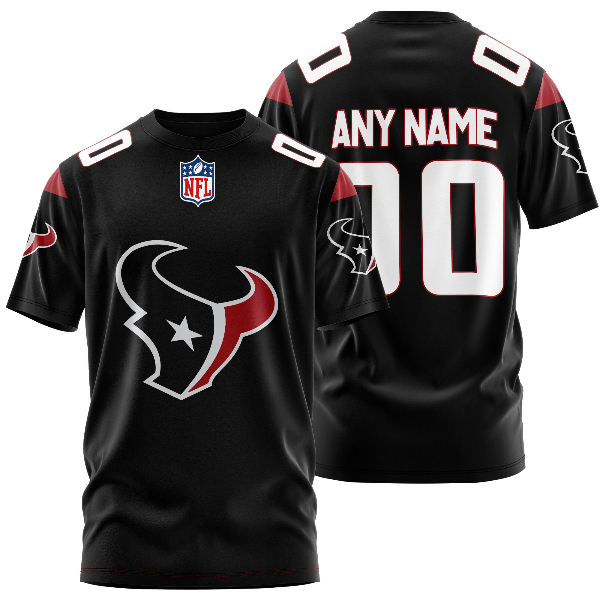 Buildercar - Houston Texans Custom Name And Number T-shirt