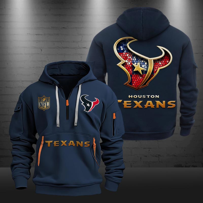 Buildercar - Houston Texans Golden Logo NFL Quarter Zip Hoodie