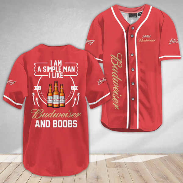 Buildercar - I Like Budweiser Beer And Boobs Baseball Jersey