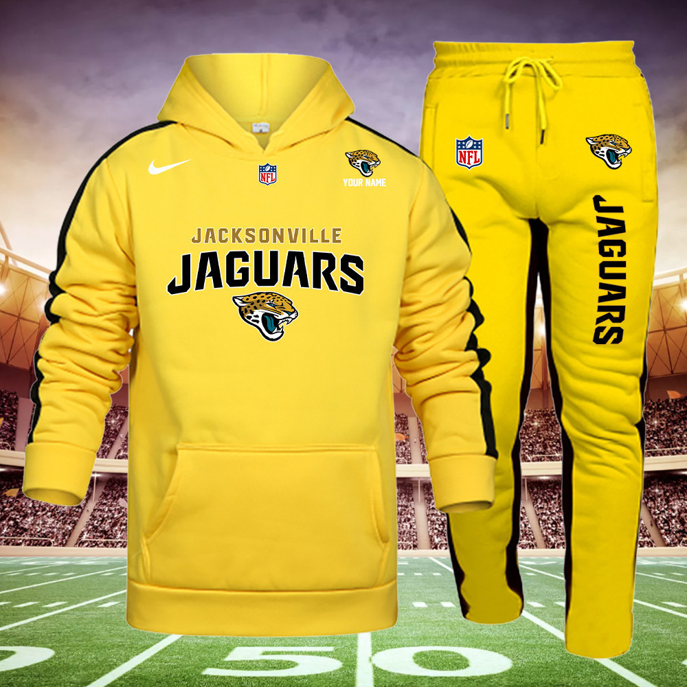 Buildercar - Jacksonville Jaguars NFL Team Sport Yellow Hoodie Sweatpant Tracksuit