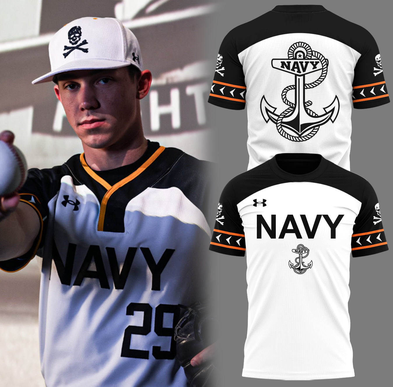 Buildercar - Jolly Rogers Navy Midshipmen LogoT-Shirt Hoodie Suit