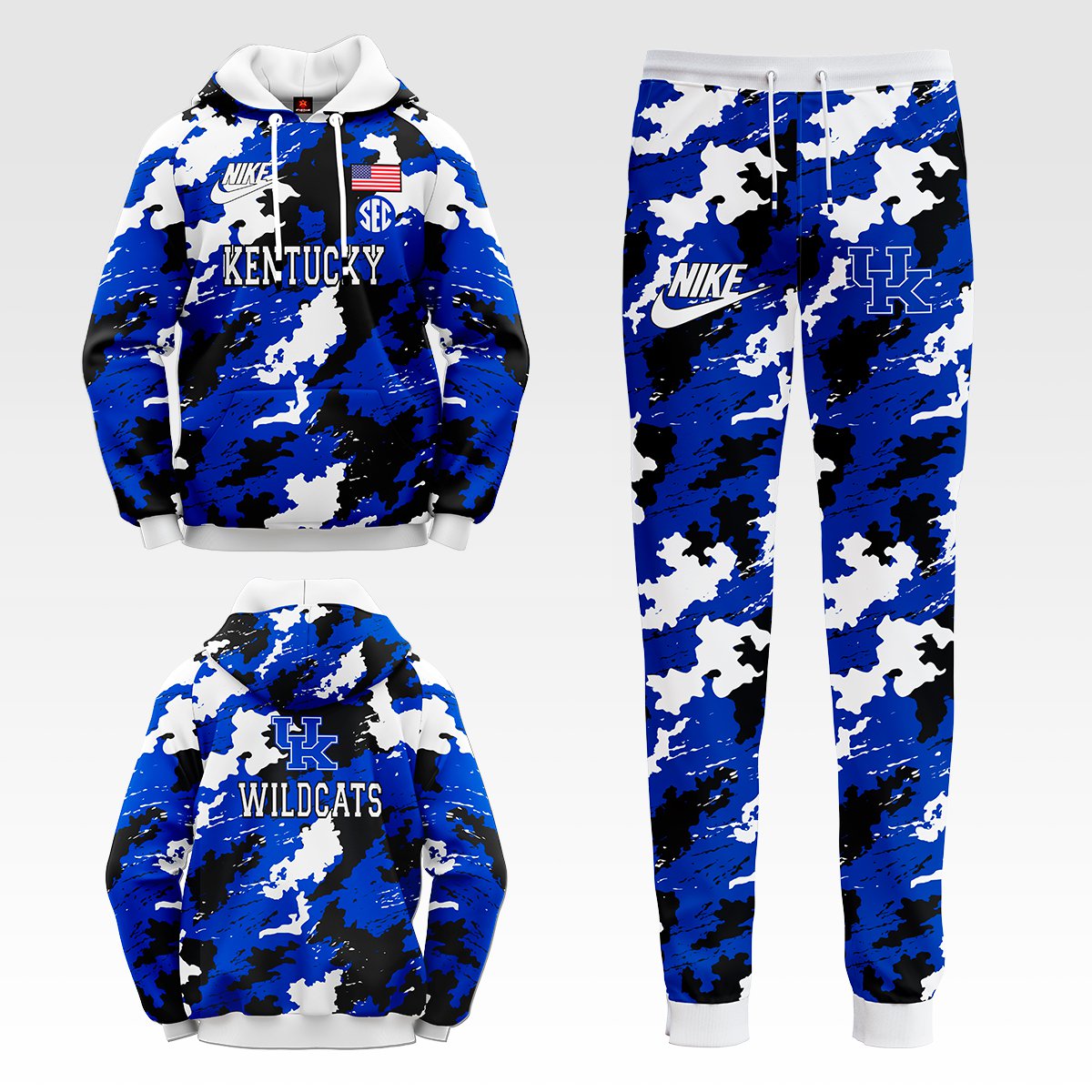 Buildercar - Kentucky Wildcats NCAA Football Team Camouflag Sport Hoodie Tracksuit