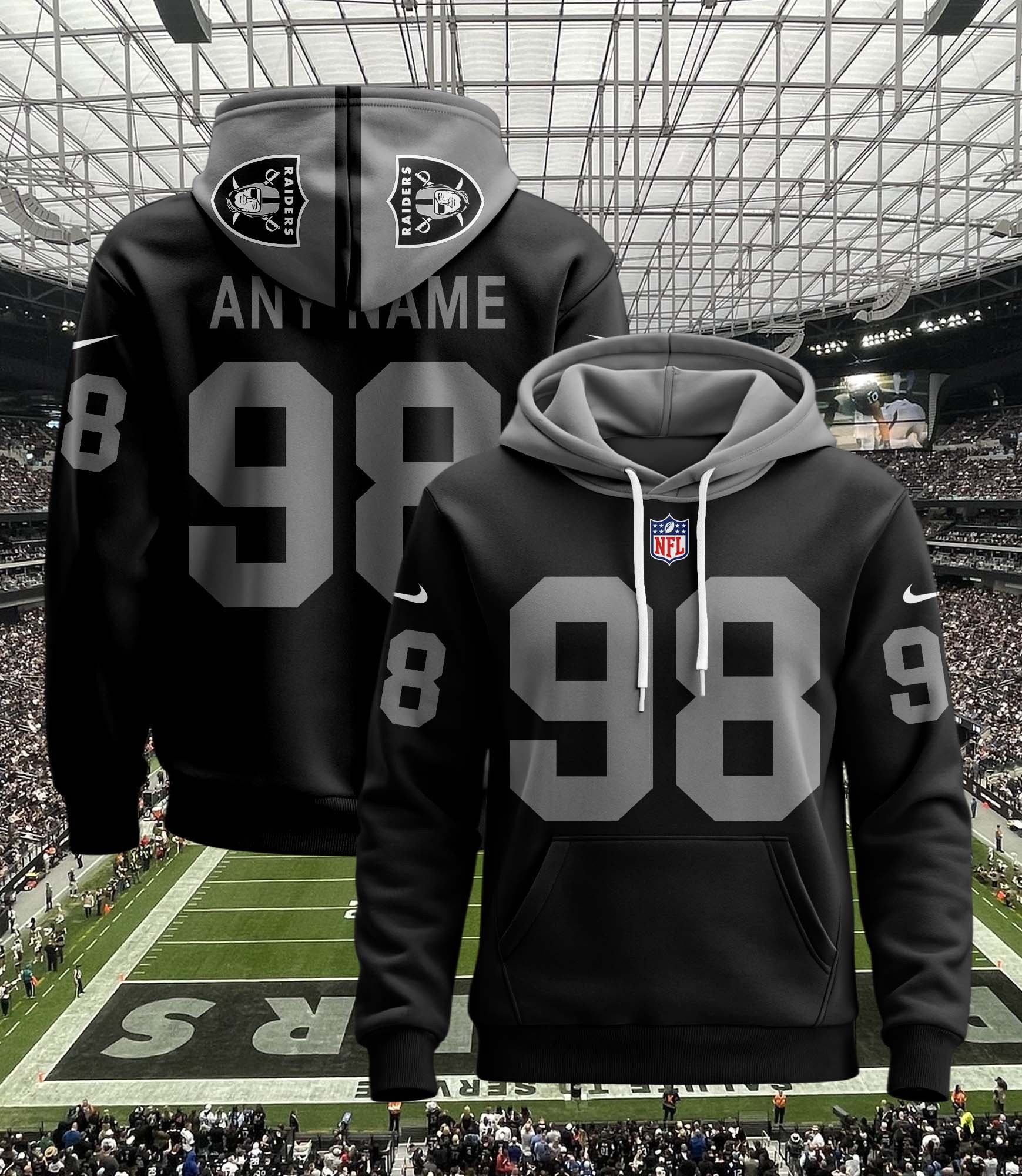 Buildercar - Las Vegas Raiders Personalized Name And Number NFL 3D Hoodie Style 3