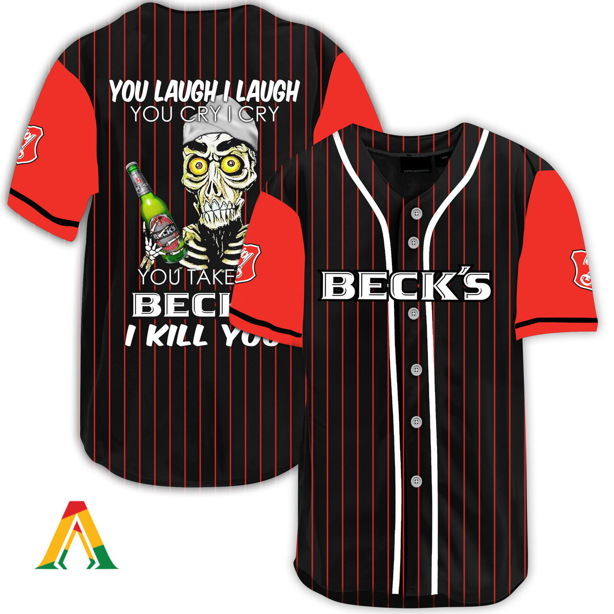 Buildercar - Laugh Cry Take My Beck's Beer I Kill You Baseball Jersey