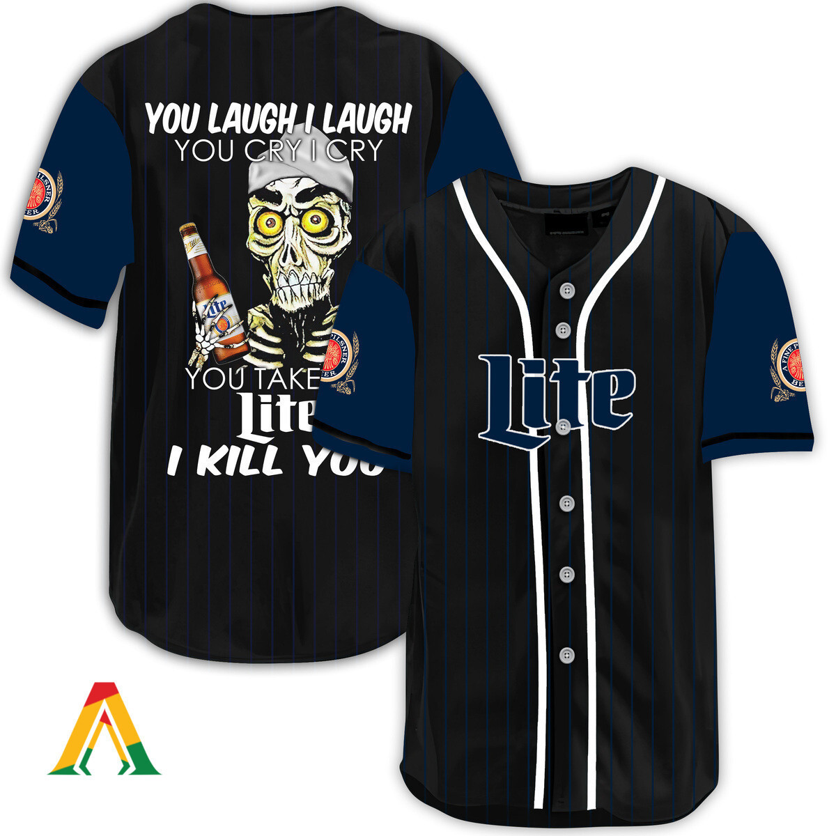Buildercar - Laugh Cry Take My Miller Lite I Kill You Baseball Jersey