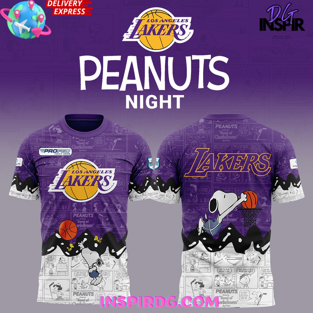 Buildercar - Los Angeles Lakers Anniversary of Peanuts Special NHL T-shirt