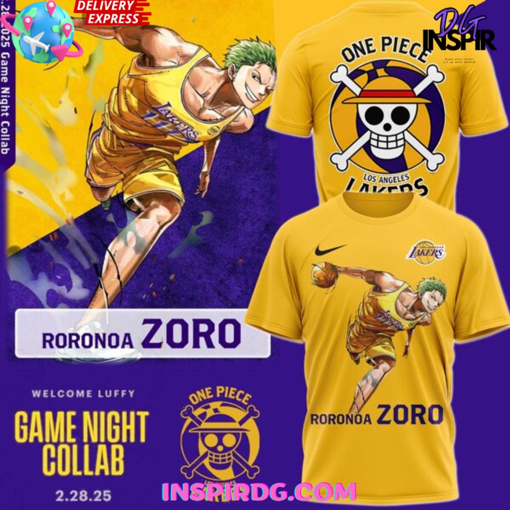 Buildercar - Los Angeles Lakers One Piece Roronoa Zoro NHL T-shirt