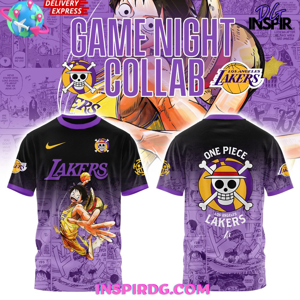 Buildercar - Los Angeles Lakers x One Piece Game Night Special Purple NHL T-shirt