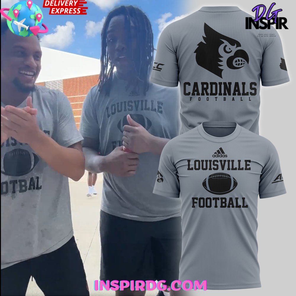 Buildercar - Louisville Cardinals Football 2025 Grey NHL T-shirt