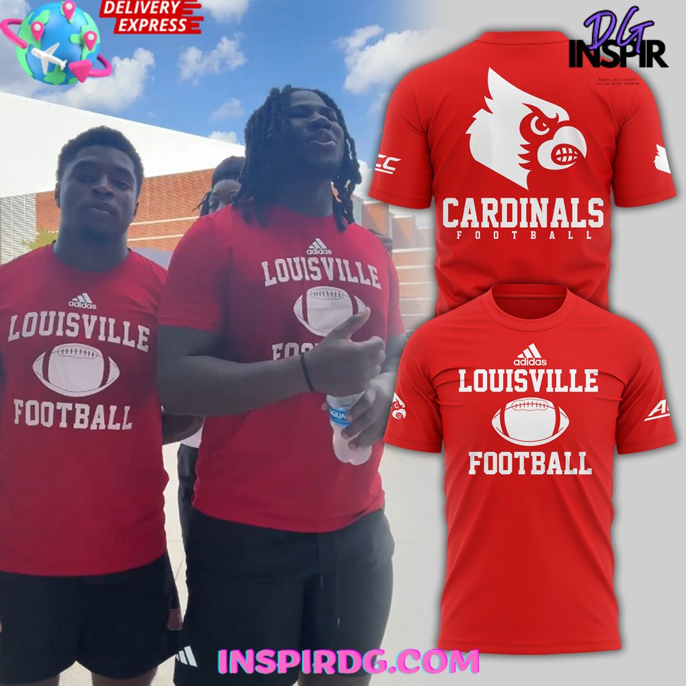 Buildercar - Louisville Cardinals Football 2025 Red NHL T-shirt