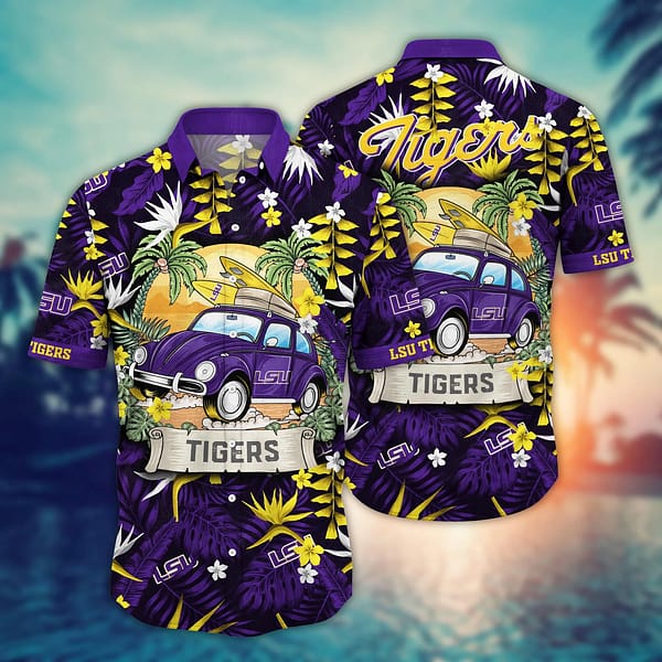 Buildercar - LSU Tigers Summer Car Beach Hawaiian Shirt