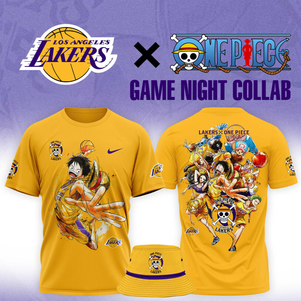 Buildercar - Luffy One Piece feat NBA Lakers Golden 2 T-Shirt Hoodie Suit