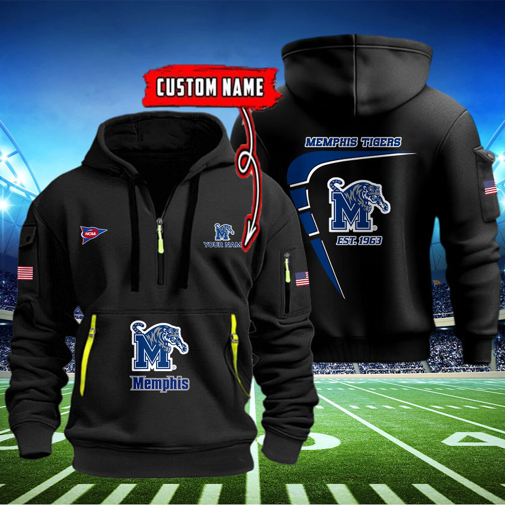 Buildercar - Memphis Tigers Quarter Zip Hoodie Style 6