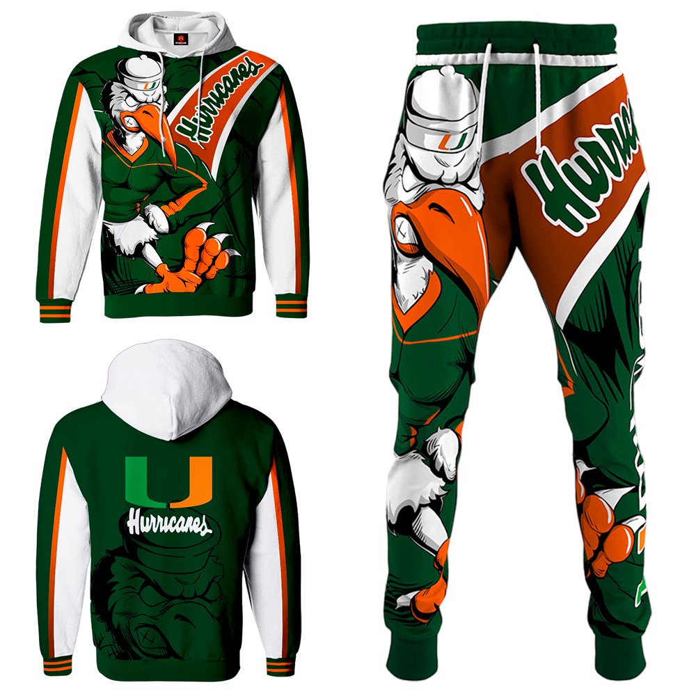 Buildercar - Miami Hurricanes NCAA Football Team Sport Hoodie Tracksuit
