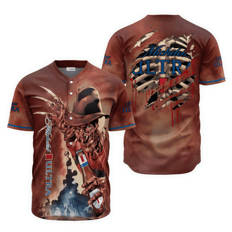 Buildercar - Michelob Ultra Halloween Freddy Krueger Baseball Jersey