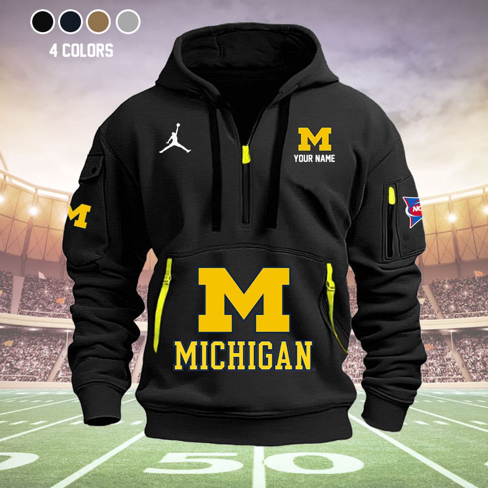 Buildercar - Michigan Wolverines Quarter Zip Hoodie Style 57