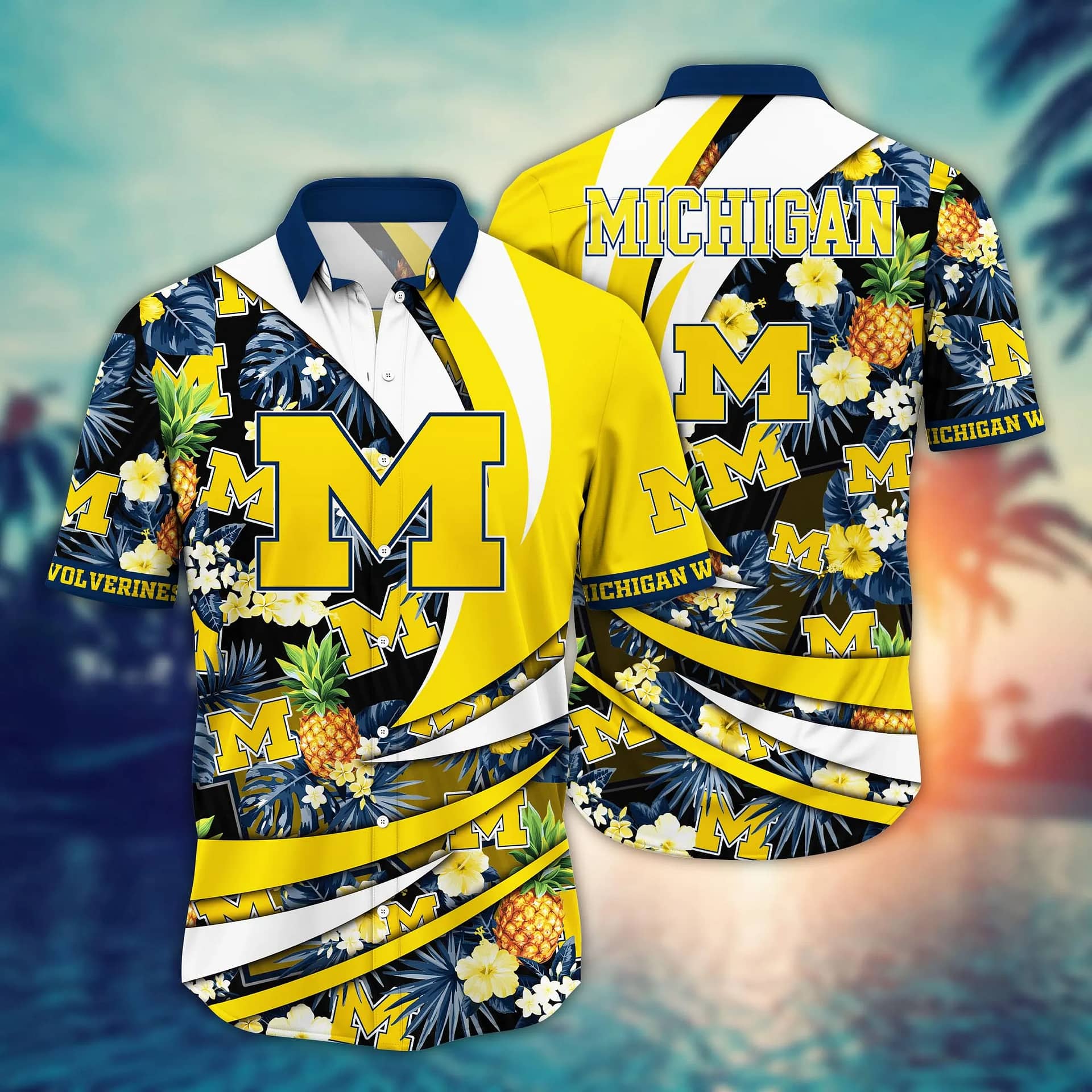 Buildercar - Michigan Wolverines Tropical Pineapple Hawaiian Shirt