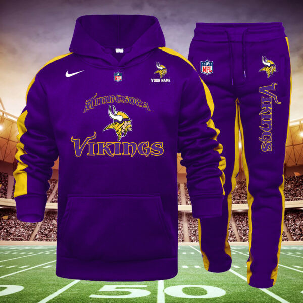 Buildercar - Minnesota Vikings NFL Team Sport Purple Hoodie Sweatpant Tracksuit
