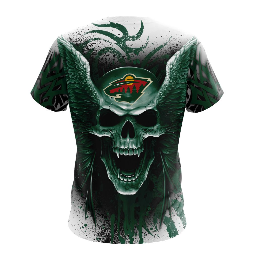 Buildercar - Minnesota Wild Special Kits With Skull Art Personalized Name And Number T-Shirt