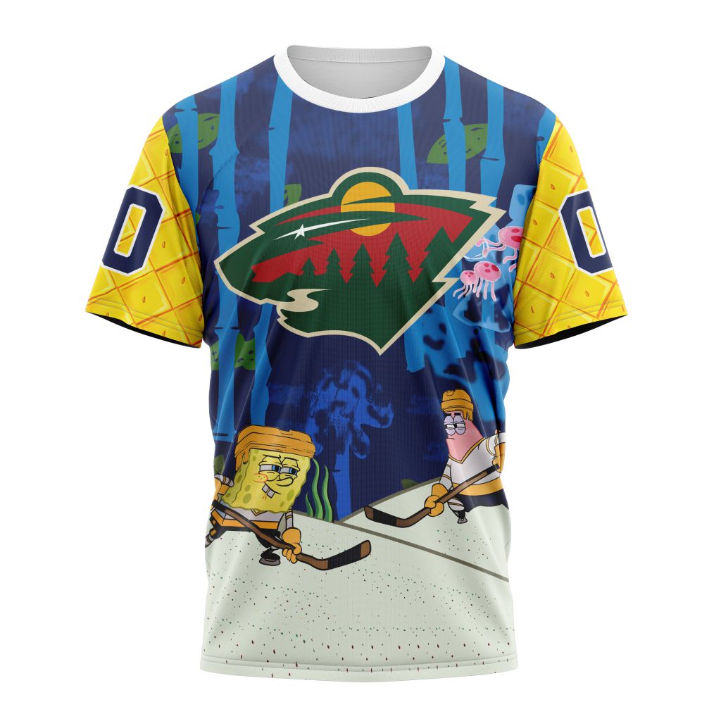 Buildercar - Minnesota Wild Special SpongeBob SquarePants Design 01 Personalized Name And Number T-Shirt