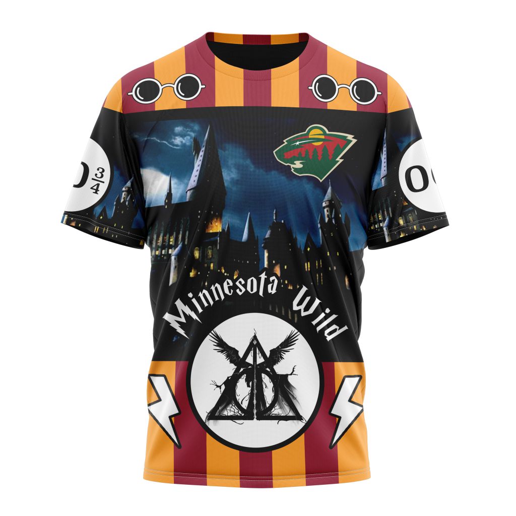 Buildercar - Minnesota Wild With Harry Potter Theme Personalized Name And Number T-Shirt
