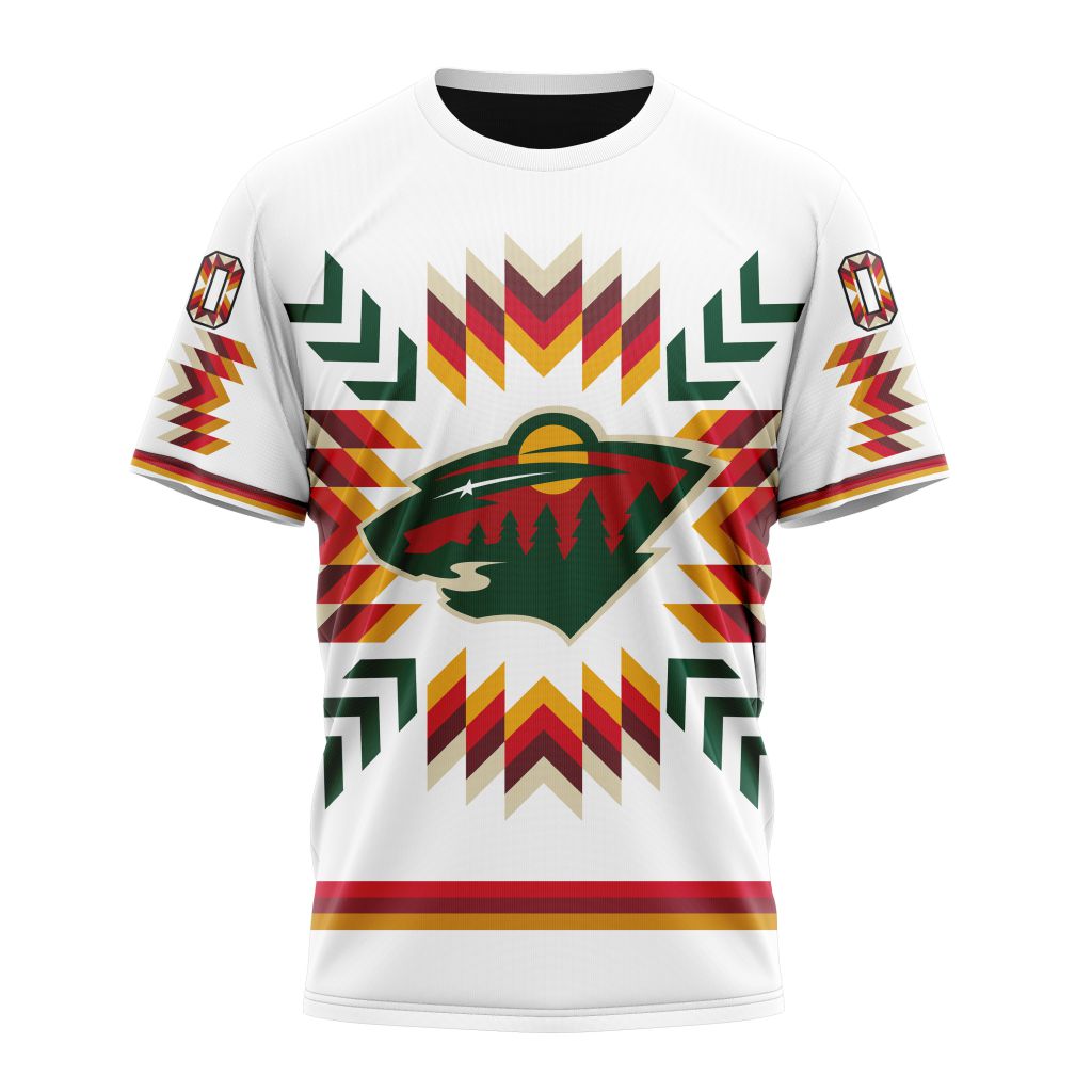 Buildercar - Minnesota Wild With Native Pattern Personalized Name And Number T-Shirt