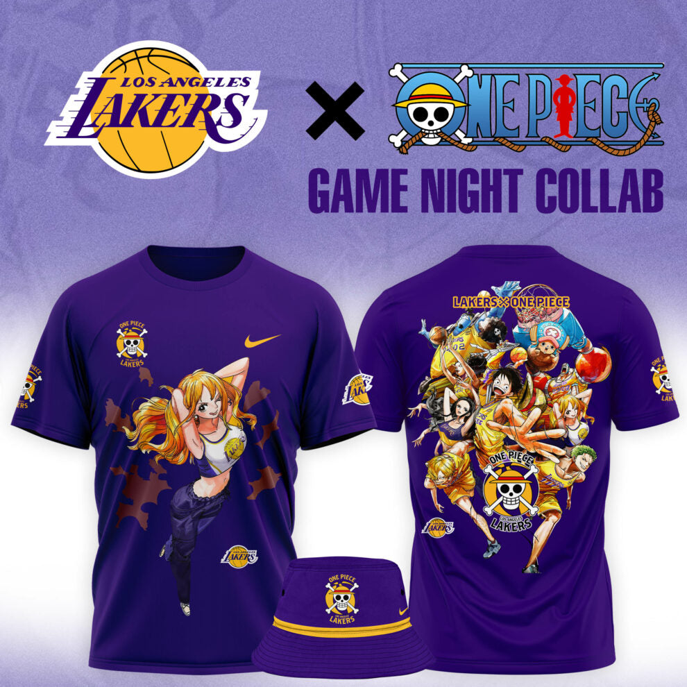 Buildercar - Nami One Piece feat NBA Lakers Purple T-Shirt Hoodie Suit