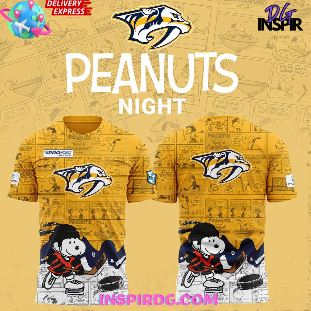 Buildercar - Nashville Predators 75th Anniversary of Peanuts NHL T-shirt